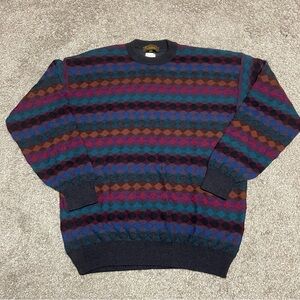 Vintage Men's Peter Brown Italian Wool Blend Sweater Size L